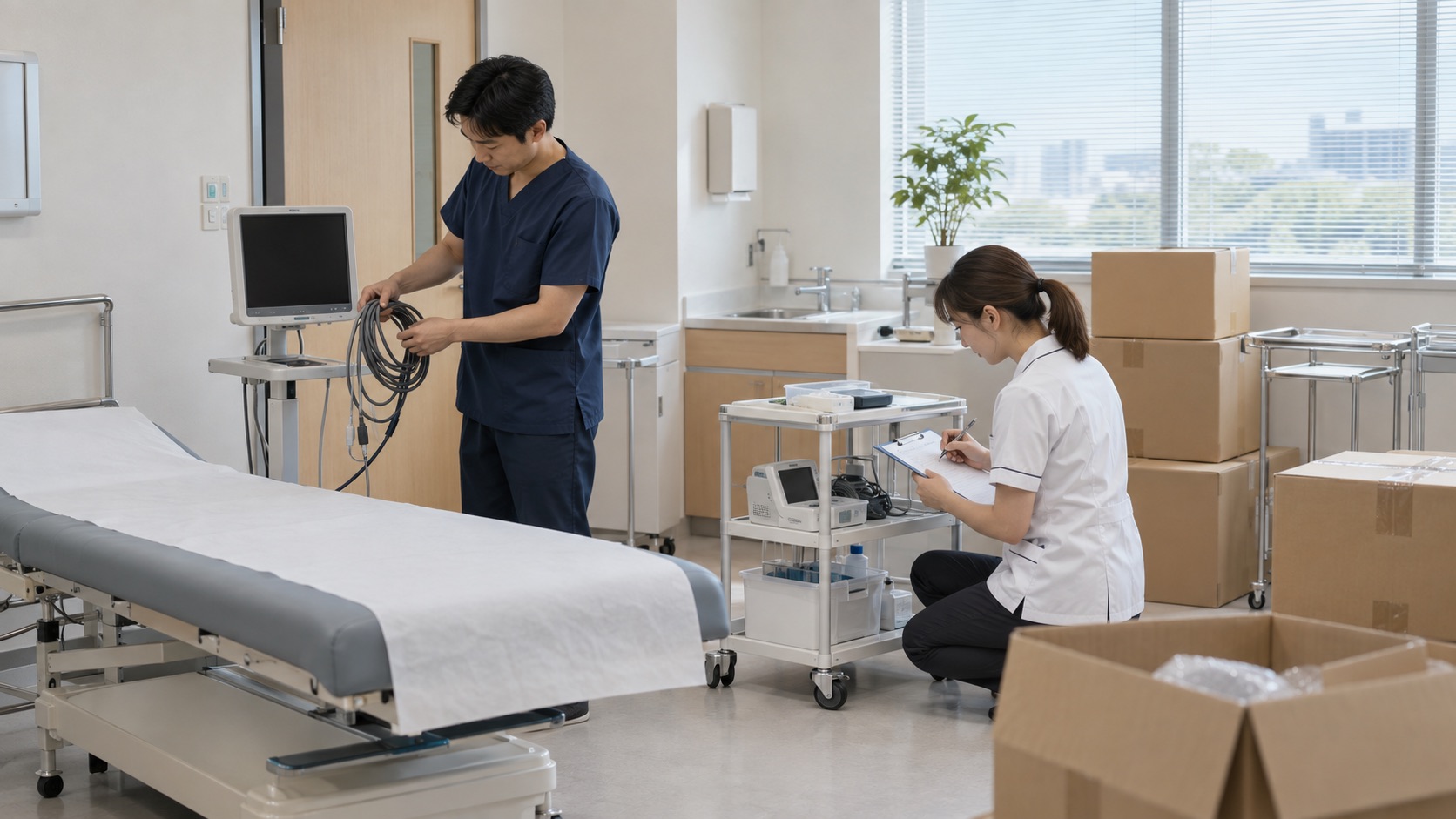 閉院に向けて医療機器を整理するイメージ